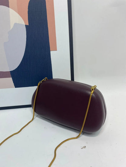 Luxurious Gold Clutch Evening Bag With Box Chain Strap - Smarsty