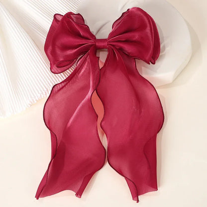 Girls Elegant Big Bow Satin Hair Clip Accessory - Smarsty