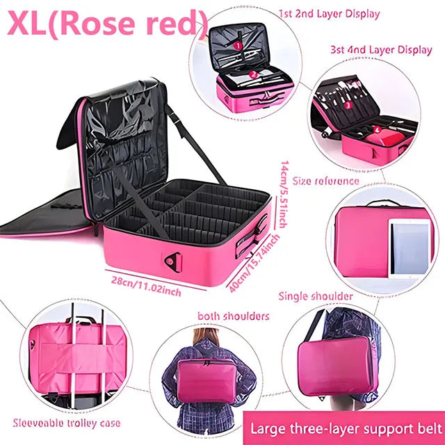 Travel Makeup Case With Large Capacity Cosmetic Organizer - Smarsty