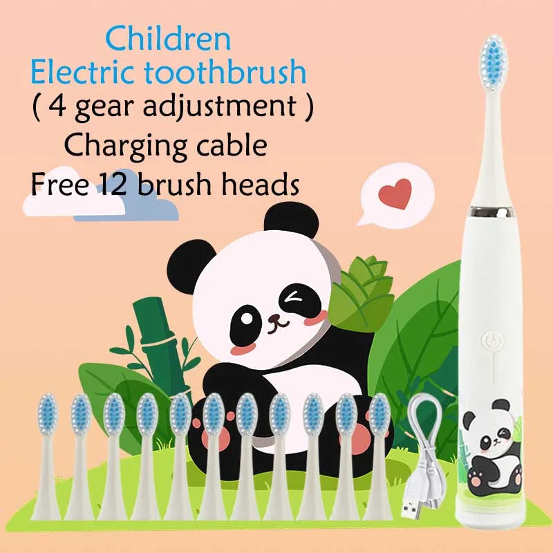 Child's Rechargeable Sonic Electric Toothbrush With Replacement Heads - Smarsty
