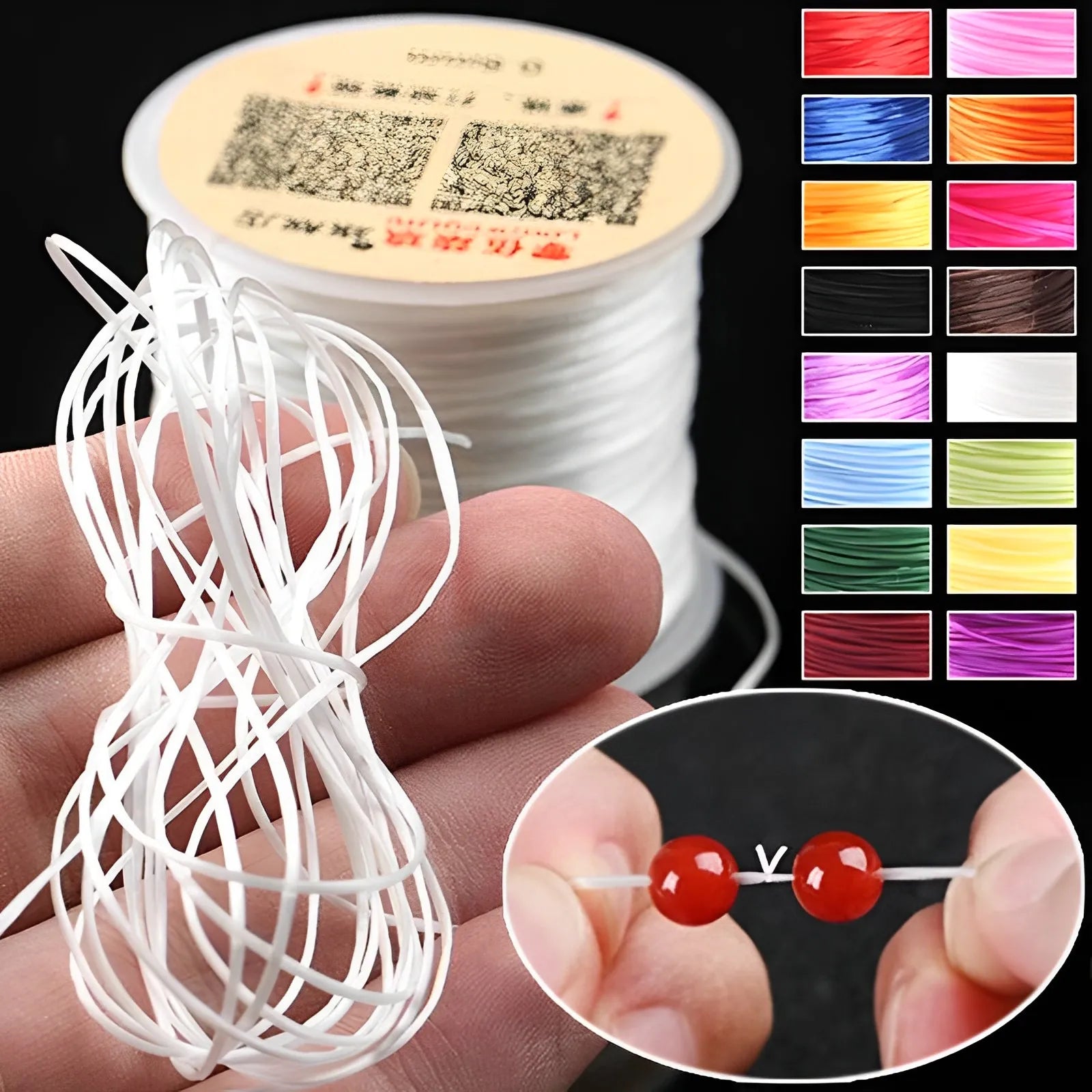 Strong Elastic Beading Cord 1mm 10m Durable Stretch - Smarsty