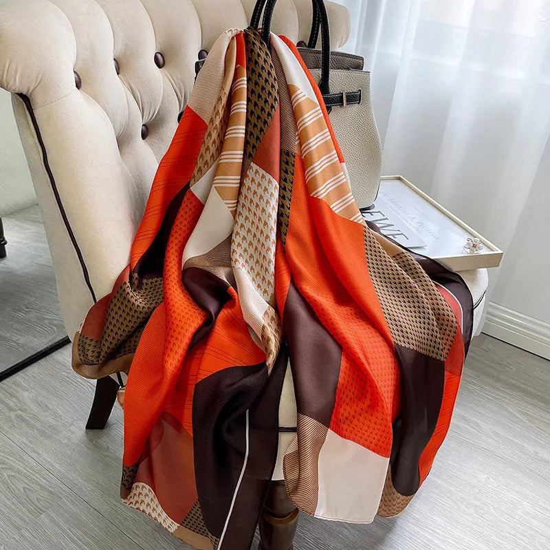 Large Silk Scarf for Women Soft Stylish Summer Wrap - Smarsty
