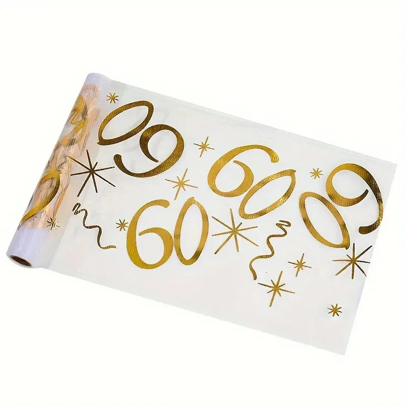 Gold Birthday Table Runner Decor for 20th 30th 60th Celebrations - Smarsty