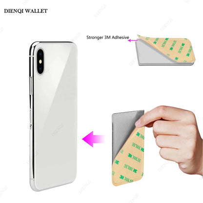 Fashion Elastic Cloth Cell Phone Card Holder Mobile Phone Wallet Case Credit ID Card Holder Adhesive Sticker Pocket Money Bag
