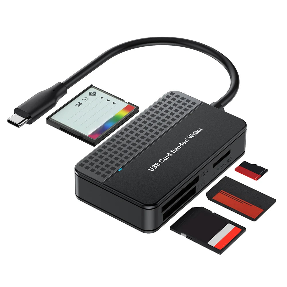 USB 3.0 Type C 4 in 1 Card Reader 5Gbps Memory Smart Card Reader SD TF CF MS Compact Flash Card Adapter 20cm Cable for Laptop PC