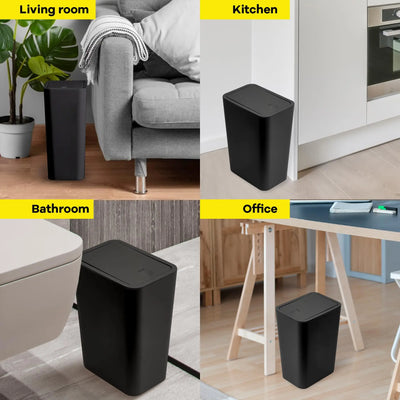 Bathroom Trash Can-10L Small Garbage Can with Press Top Lid for Toilet,Bedroom,Living Room – Plastic Wastebasket with Pop-up Lid - Smarsty
