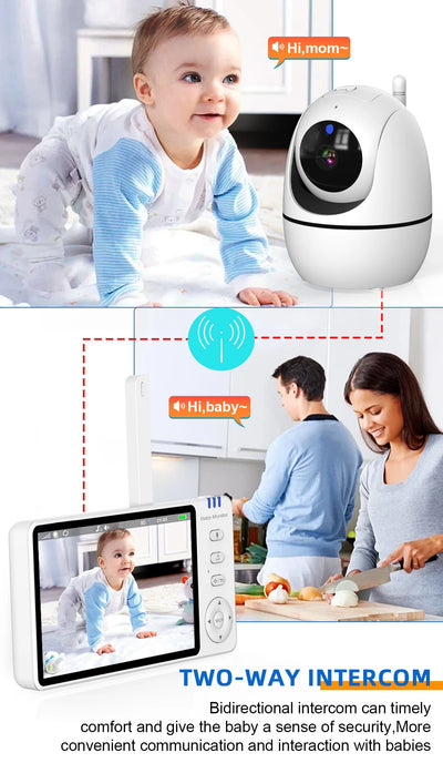 5 Inch Video Baby Monitor With Camera PTZ Zoom Babyphone Cam Security Protection Surveillance Cameras Temperature Sensor Lullaby by Smarsty