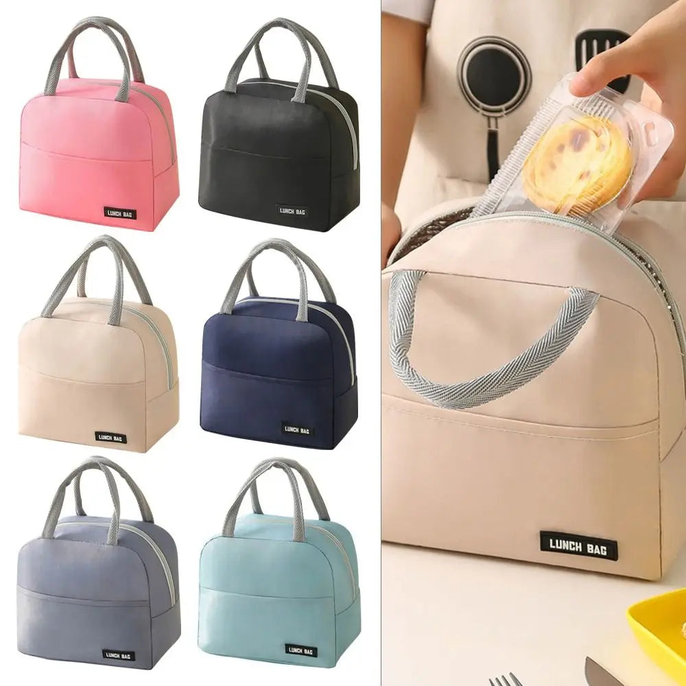 Thickened Insulated Bento Bag Portable Solid Hue Lunch Box - Smarsty