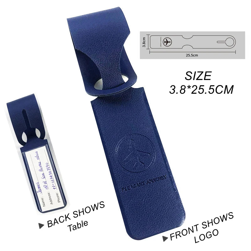 1PC PU Leather Luggage Tag Creative Baggage Suitcase Identifier ID Addres Holder Boarding Tags Portable Label Travel Accessories - Smarsty