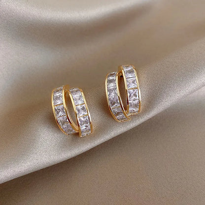 Vintage CC Stud Earrings Cubic Zirconia Korean Style Gift - Smarsty