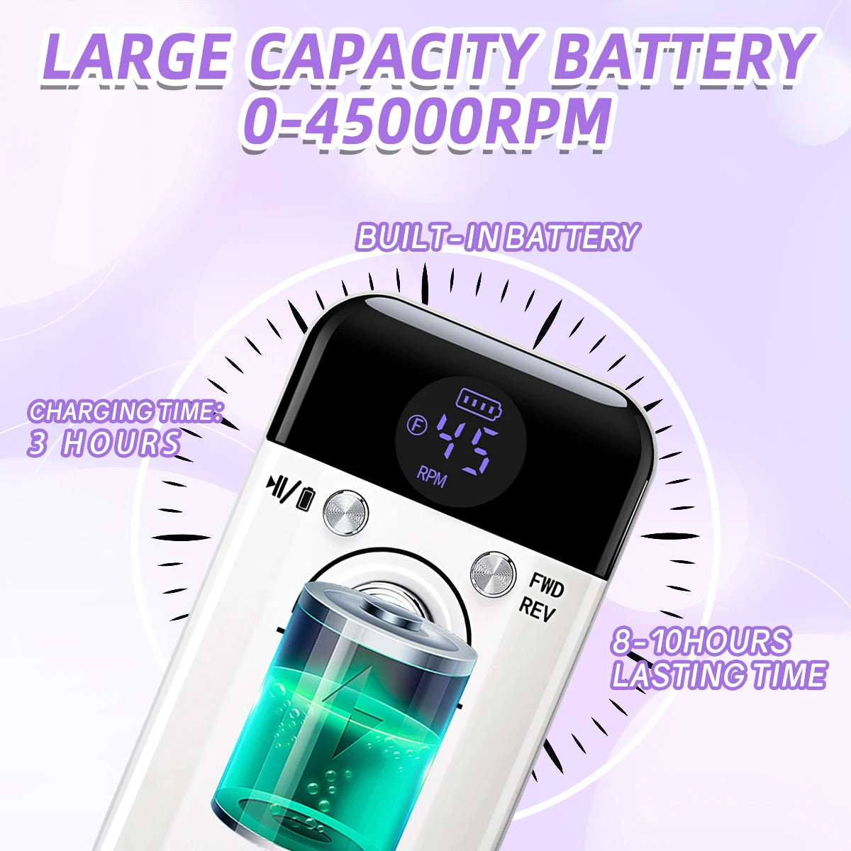 45000RPM Portable Nail Drill Machine for Low Noise Manicure - Smarsty