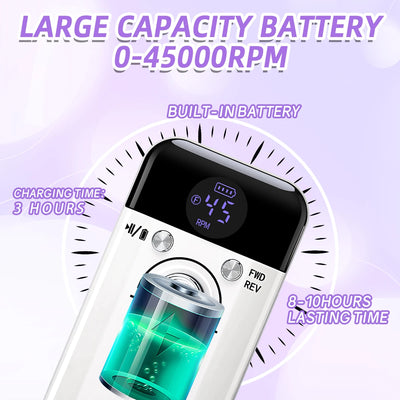 45000RPM Portable Nail Drill Machine for Low Noise Manicure - Smarsty