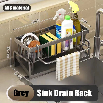 Kitchen Sink Drain Rack Organizer ABS Plastic Self-draining Sink Shelf Soap Sponge Holder Dishcloth Towel Rack filter basket by Smarsty