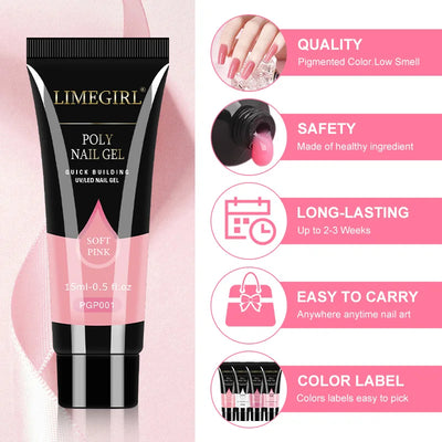 Nail Art Poly Gel Kit for Beginners with Soaking Solution - Smarsty