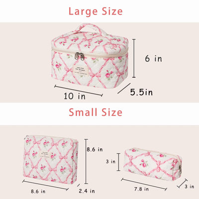 1pcs Cute Quilted Cotton Makeup Bag Women Zipper Cosmetic Organizer Cloth Handbag Box Shape Portable Toiletry Case for Girls - Smarsty