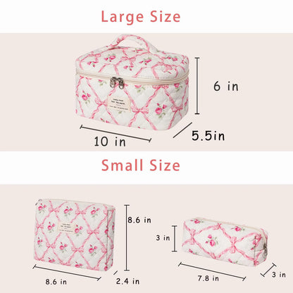 1pcs Cute Quilted Cotton Makeup Bag Women Zipper Cosmetic Organizer Cloth Handbag Box Shape Portable Toiletry Case for Girls - Smarsty