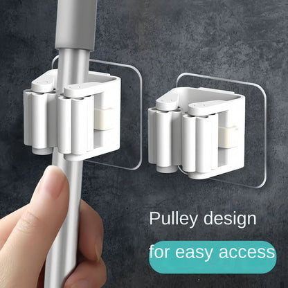 Mop Storage Storage Rack Bathroom Suction Hanging Pipe Traceless Mop Clip Broom Hanger Wall-Mounted Waterproof Mop Rack by Smarsty