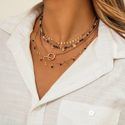 Boho Colorful Crystal Sequin Tassel Choker Necklace - Smarsty