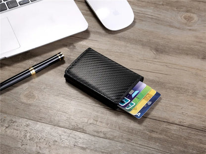 Rfid Aluminum Men Wallet Card Holders Purse Carbon Fiber Men Business Slim Thin Smart Wallet Credit Cardholder Case Note Holder