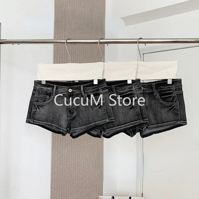Summer Women Y2k Streetwear Gyaru Harajuku Fashion Grunge Vintage Coquette Low Rise 2000s Jean Shorts Denim Hot Pants Japanese - Smarsty