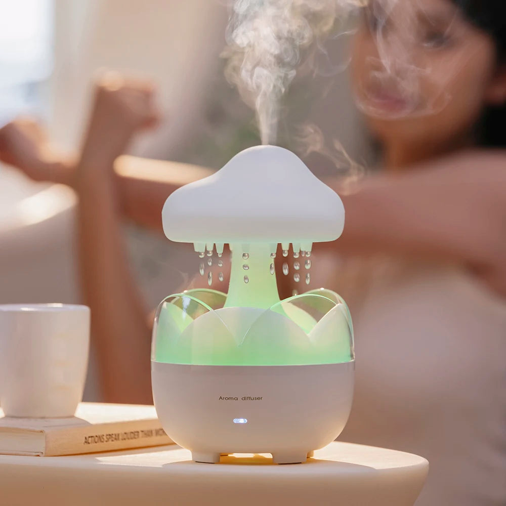 Mushroom Rain Humidifier and Aroma Diffuser with Colorful Night Lights - Smarsty
