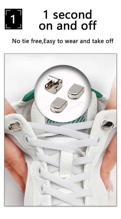 No tie Shoe laces Elastic laces Sneakers Flat Shoelaces without ties Quick Shoelace for Shoes Kids Adult One Size fits All Shoes - Smarsty