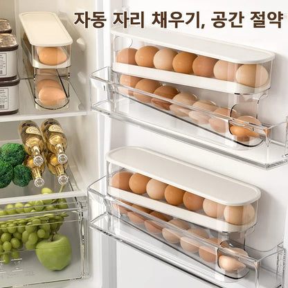 Slide Type Egg Carton Double Automatic Egg Roller Refrigerator Side Door Egg Storage Kitchen Countertop Egg Holder by Smarsty