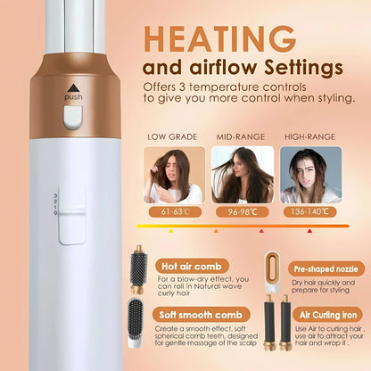 5 in 1 Low Noise Hair Styler with Hot Air Brushes - Smarsty