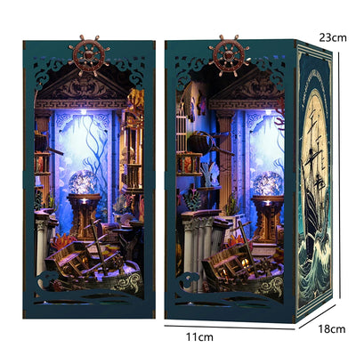 DIY Book Nook Kit 3D Miniature Wooden Doll House Photo Frame Ornament Bookshelf Insert Retro Booknook Decor For Birthday Gifts by Smarsty