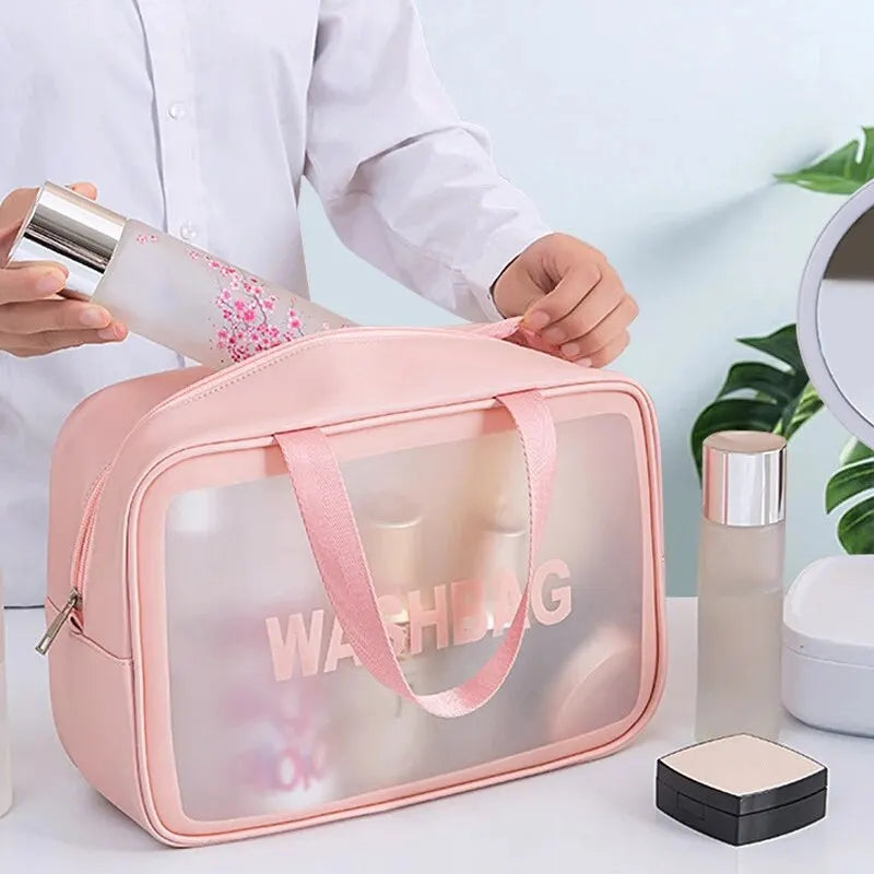 Semi Transparent PVC Makeup And Toiletries Bag With Capacity - Smarsty