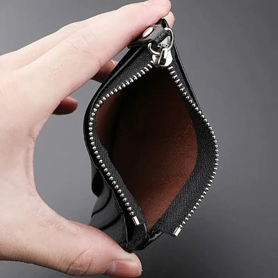 Mini Credit Card Wallet Id Card Holder Men's Small Wallet Thin Sleeve Zipper Short Coin Wallet - Smarsty