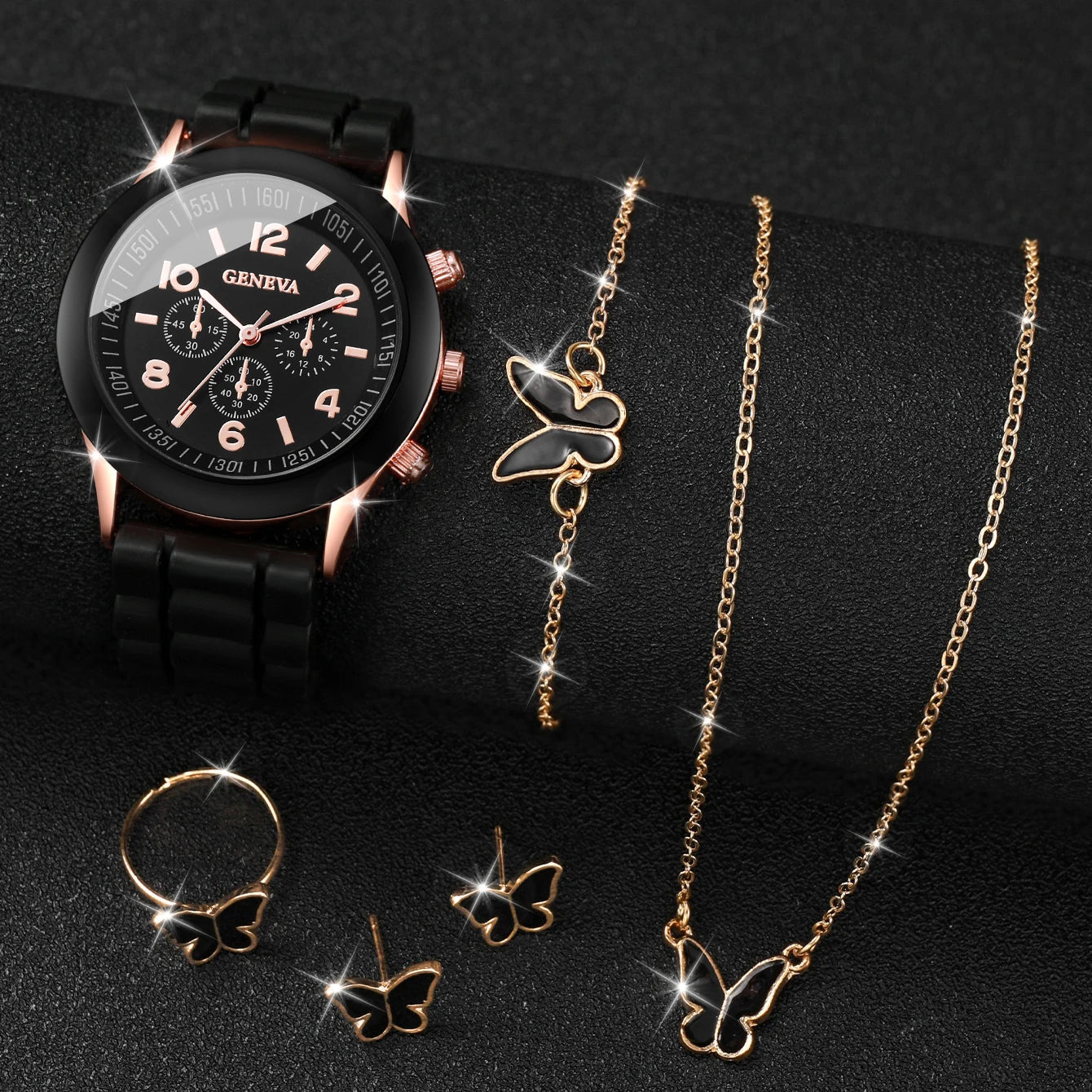 Fashionable Women Quartz Watches Set with Silicone Bands - Smarsty