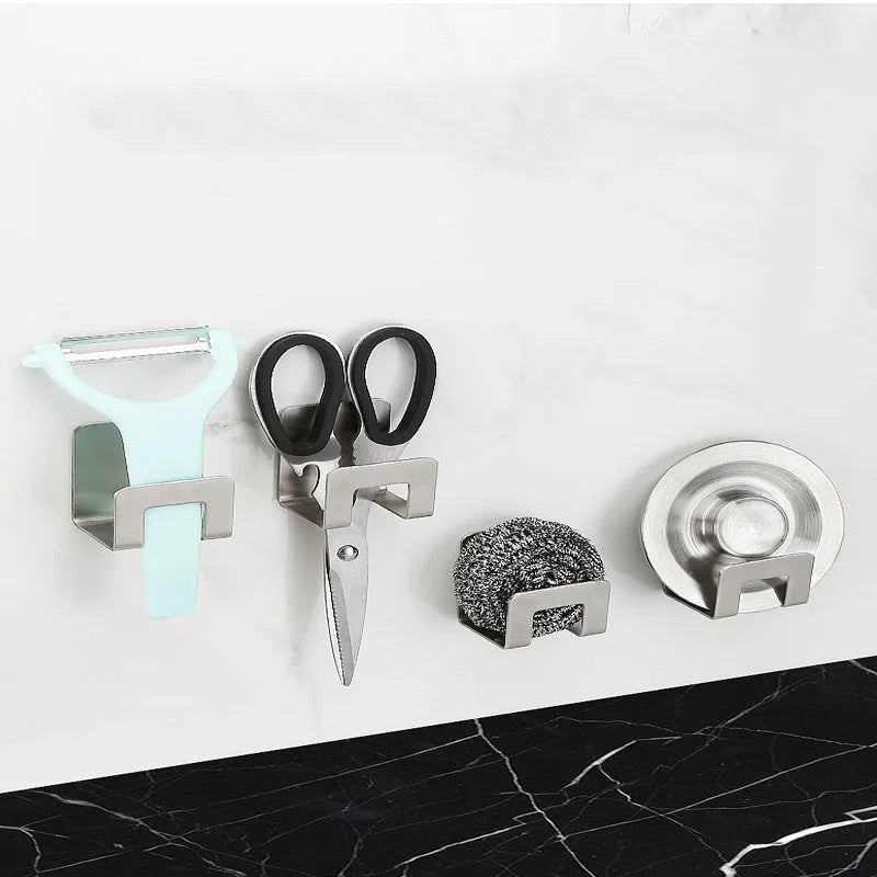 Stainless Steel Sink Tray Drainer Rack with Self Adhesive Hooks - Smarsty