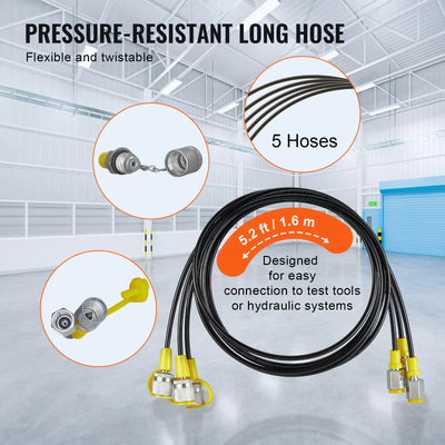 SucceBuy Hydraulic Pressure Test Kits Excavator Hydraulic Test Gauge Sets with Carrying Case for Excavator Tractors Machinery - Smarsty