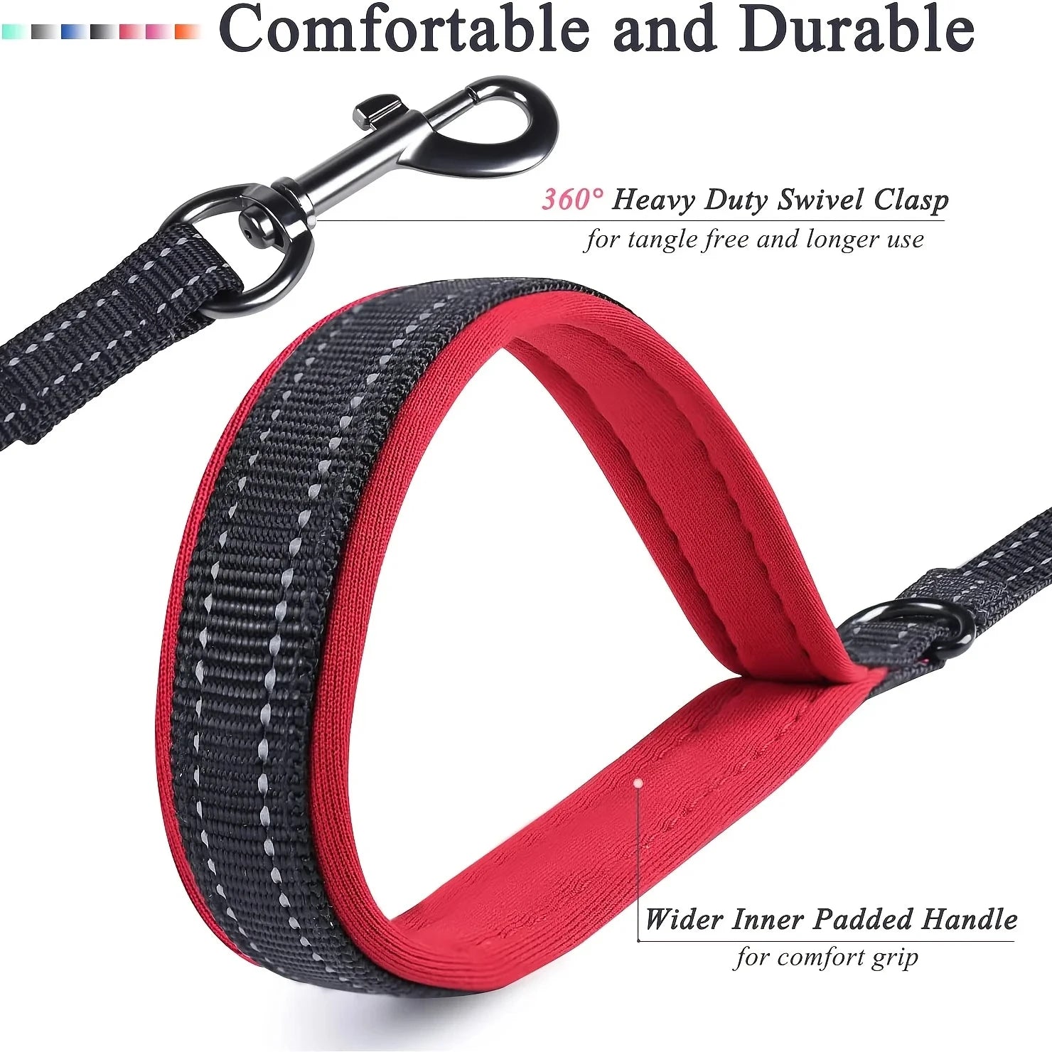 Heavy Duty Dog Leash with Dual Handles for Control - Smarsty