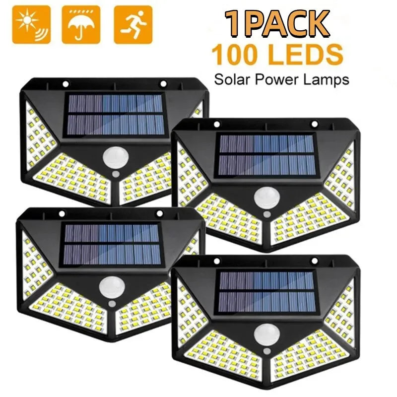 100 LED Outdoor Solar Wall Lights with PIR Motion Sensor - Smarsty