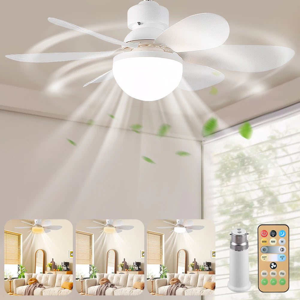 Screw in Ceiling Fan in Light Socket with Remote Ceiling Fan with Light for Bedroom Kitchen Living Room