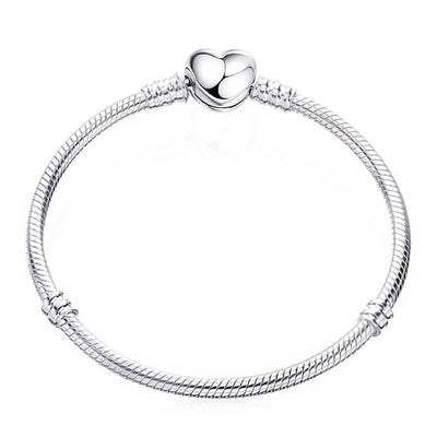 Sterling Silver Heart Moon Star Pendant Bracelet - Smarsty
