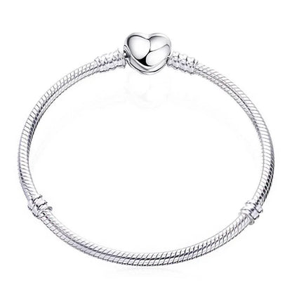 Sterling Silver Heart Moon Star Pendant Bracelet - Smarsty