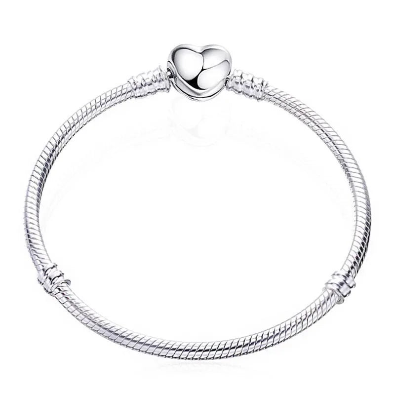 Sterling Silver Heart Moon Star Pendant Bracelet - Smarsty