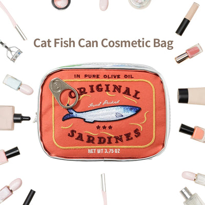 Canned Sardines Style Storage Bag Cute Bath Travel Bag Creative Portable Fashion Zipper Multi-function Soft for Weekend Vacation - Smarsty