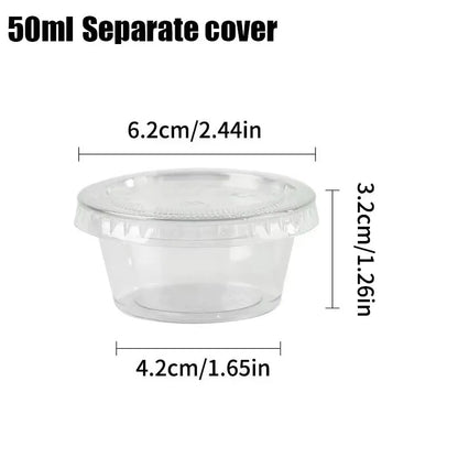50/100pcs  2oz Portion Cups With Lids Disposable Plastic Sauce Container Box Salad Dressing Seasoning Mini Kitchen Organizer