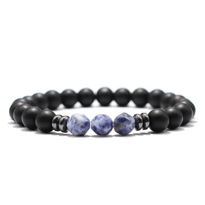 Mens Black Onyx and Tiger Eye Beaded Bracelet - Smarsty