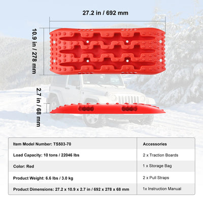SucceBuy 10 TON Traction Boards with PP Material Recovery Boards for Off-road Vehicle Car Pickup SUV RV Pair Tire Traction Mats - Smarsty