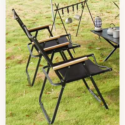 4/2/1PCS-khaki Camping Chair Portable Outdoor Chair Aluminum Alloy Wood Grain Folding Chair Camping Equipment Kermit Chair by Smarsty