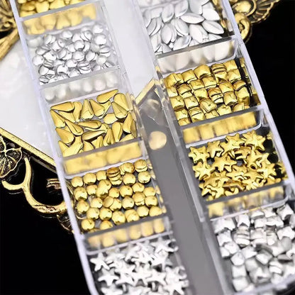 12 Grids Ocean Gold Nail Art Charms for Stunning Manicures - Smarsty