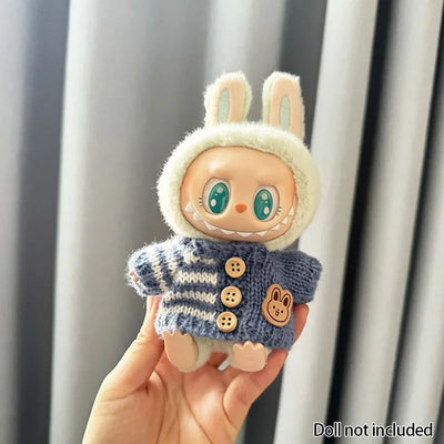 For 15-17 cm v1v2 Labubu Clothes outfit Labubu Sitting Party Bear Label Scarf Hat Bag Dolls Accessories Cute Decoration by Smarsty