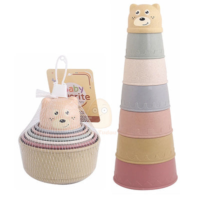 Baby Toys Stacking Cup Cartoon Early Educational Learning Color Number Nesting Sorting Bath Shower Play Water Sand Game For Kids - Smarsty
