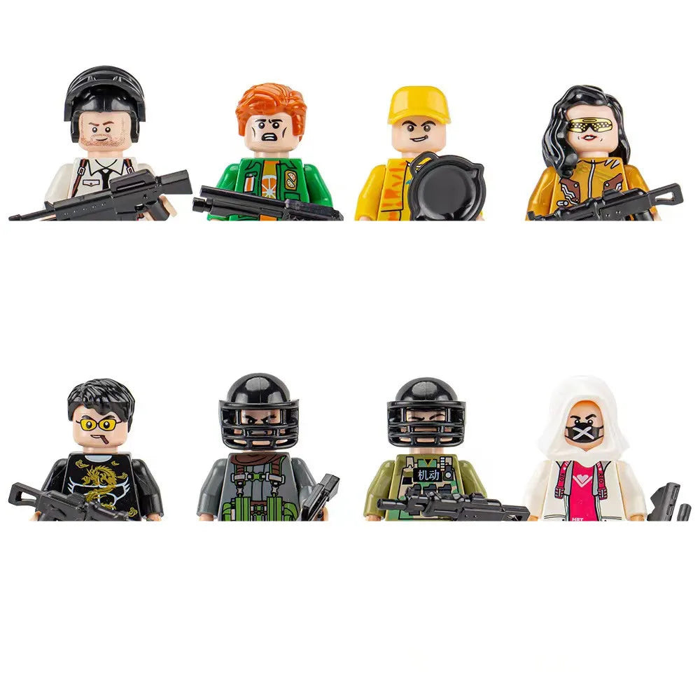 building blocks action doll mini city figures toys girls soldiers policeman robot worker fireman farmer cook movie characters