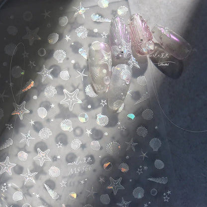 5D Summer Beach Nail Stickers with Shiny Sea Designs - Smarsty